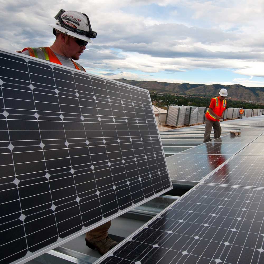 Solar installation professionals at work