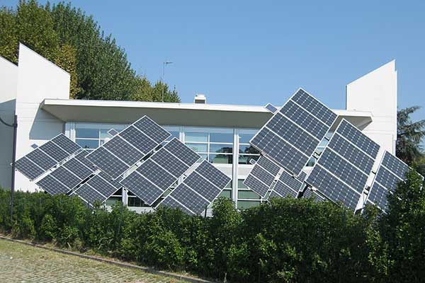 Rooftop solar panels installed under open sky