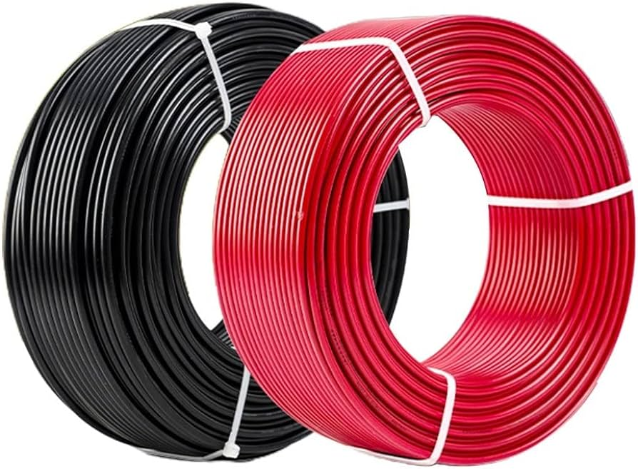 Red and black DC and AC solar cable coils